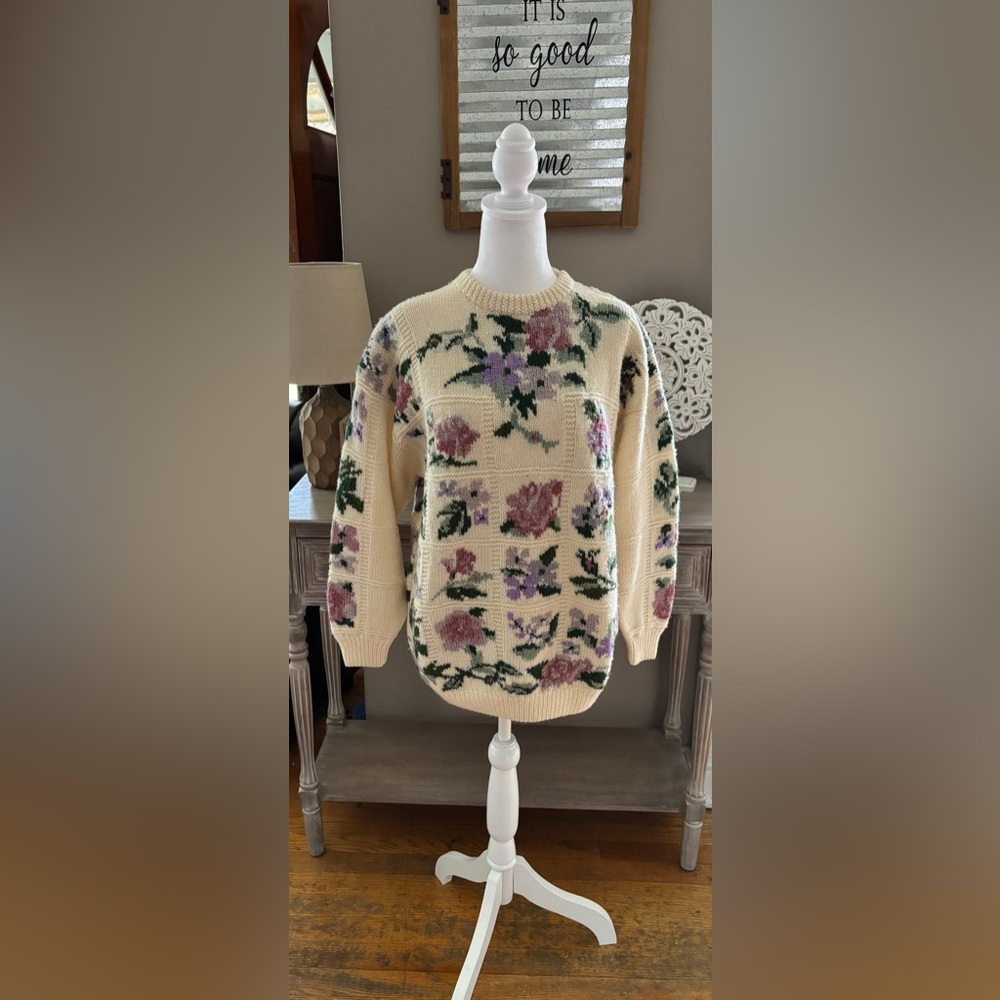 Talbots Vintage Floral Wool Sweater